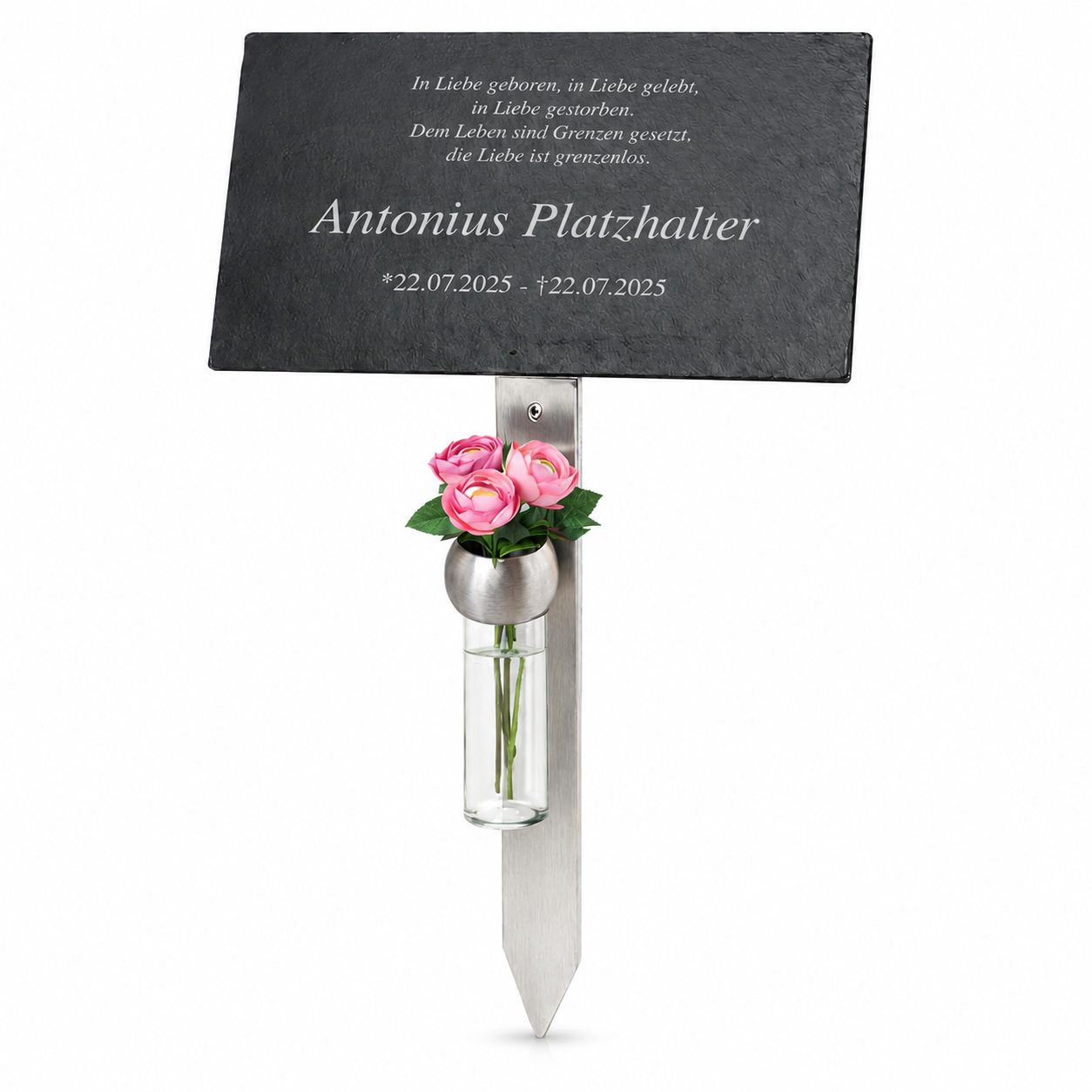 Personalisierte Gedenktafel - mit Wunschtext - inkl. Lasergravur und exklusivem Edelstahlhalter