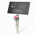 Personalisierte Tier-Gedenktafel mit Wunschmotiv (Links) & Lasergravur - Inkl. exklusivem Edelstahlhalter