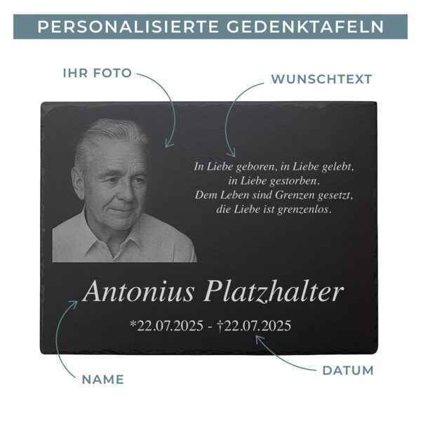 Personalisierte Tier-Gedenktafel mit Wunschtext inkl. Lasergravur