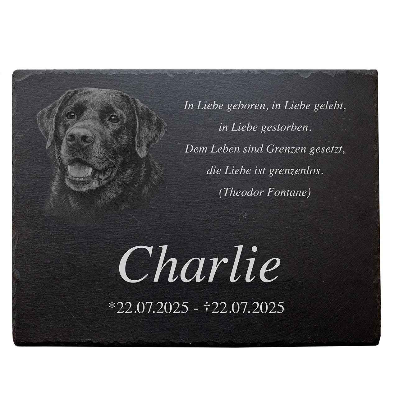 Personalisierte Tier-Gedenktafel mit Wunschfoto inkl. Lasergravur