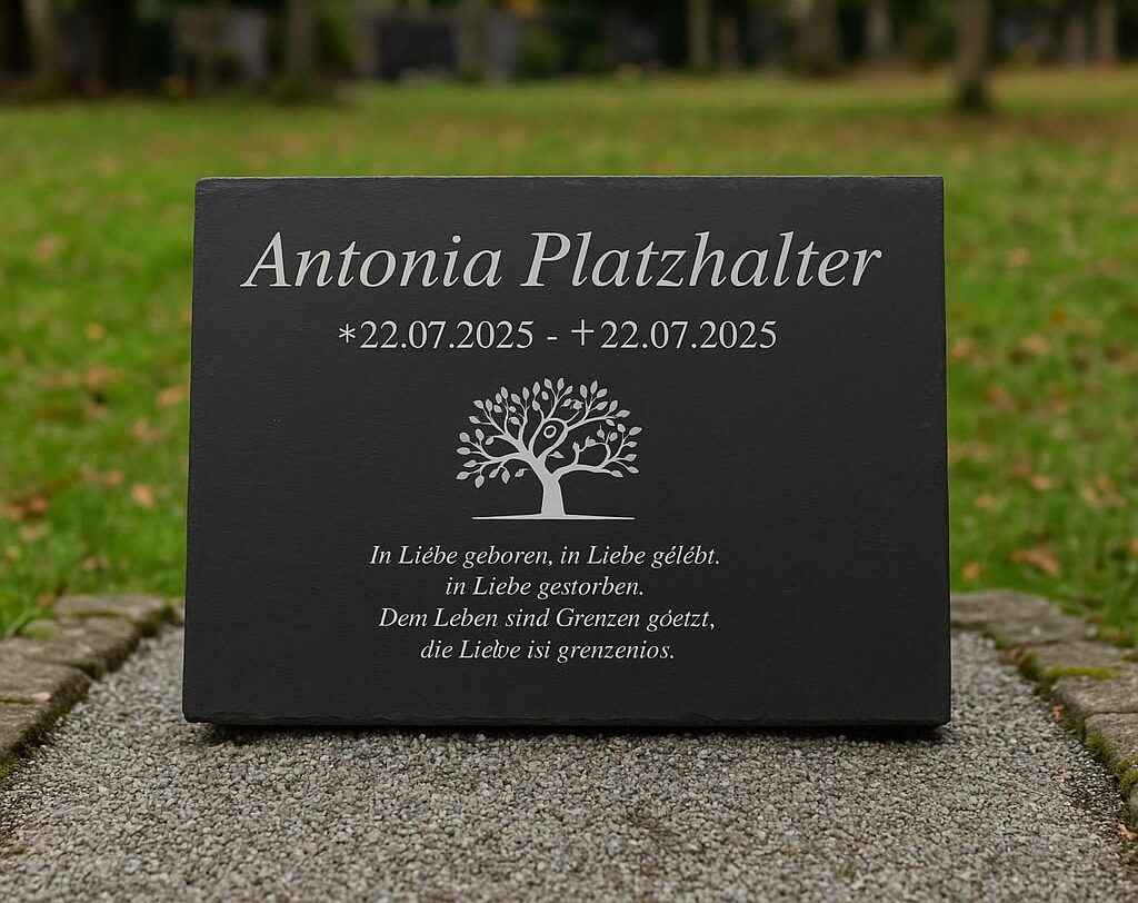 Personalisierte Gedenktafel mit Wunschmotiv (mittig) inkl. Lasergravur