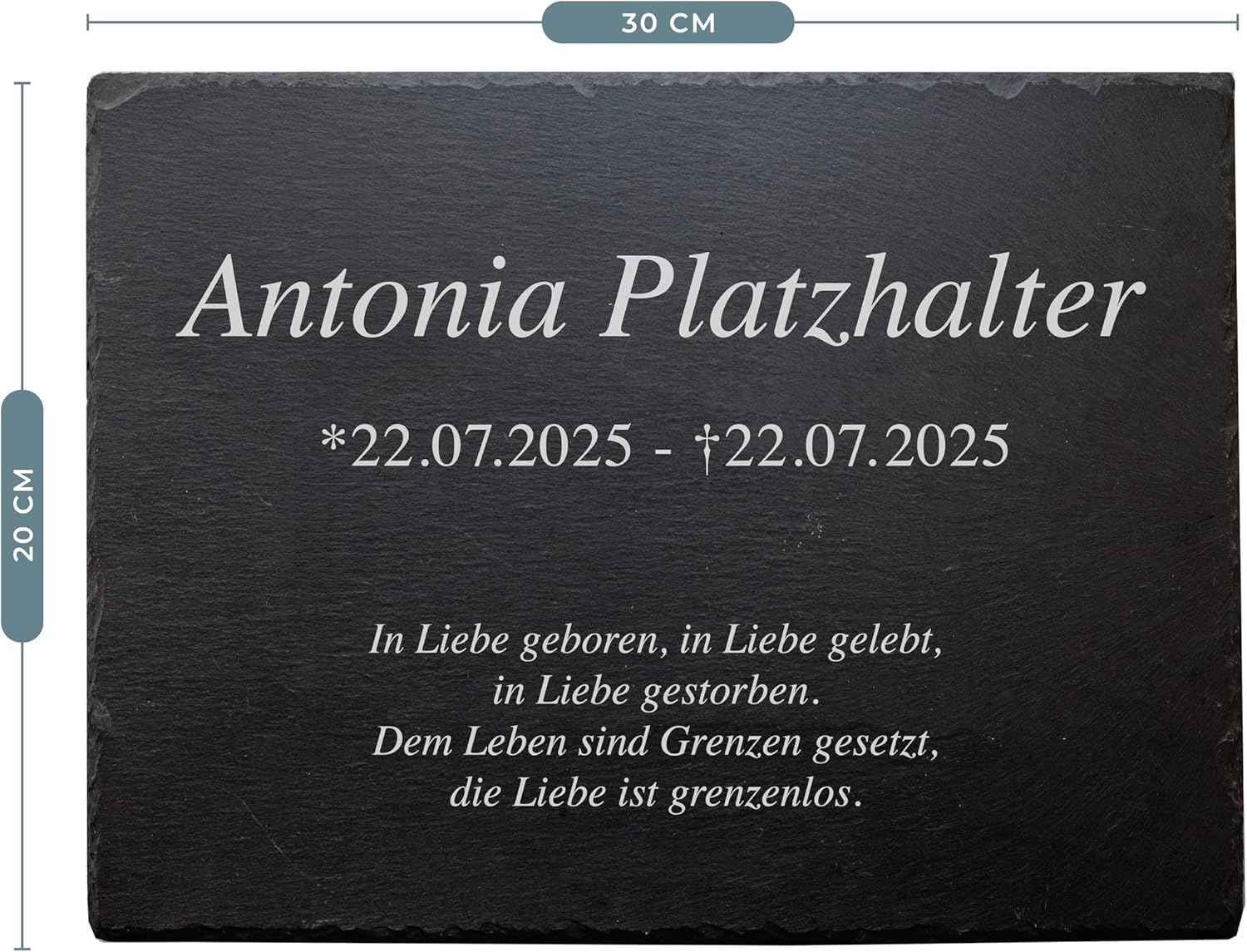 Personalisierte Gedenktafel mit Wunschtext inkl. Lasergravur