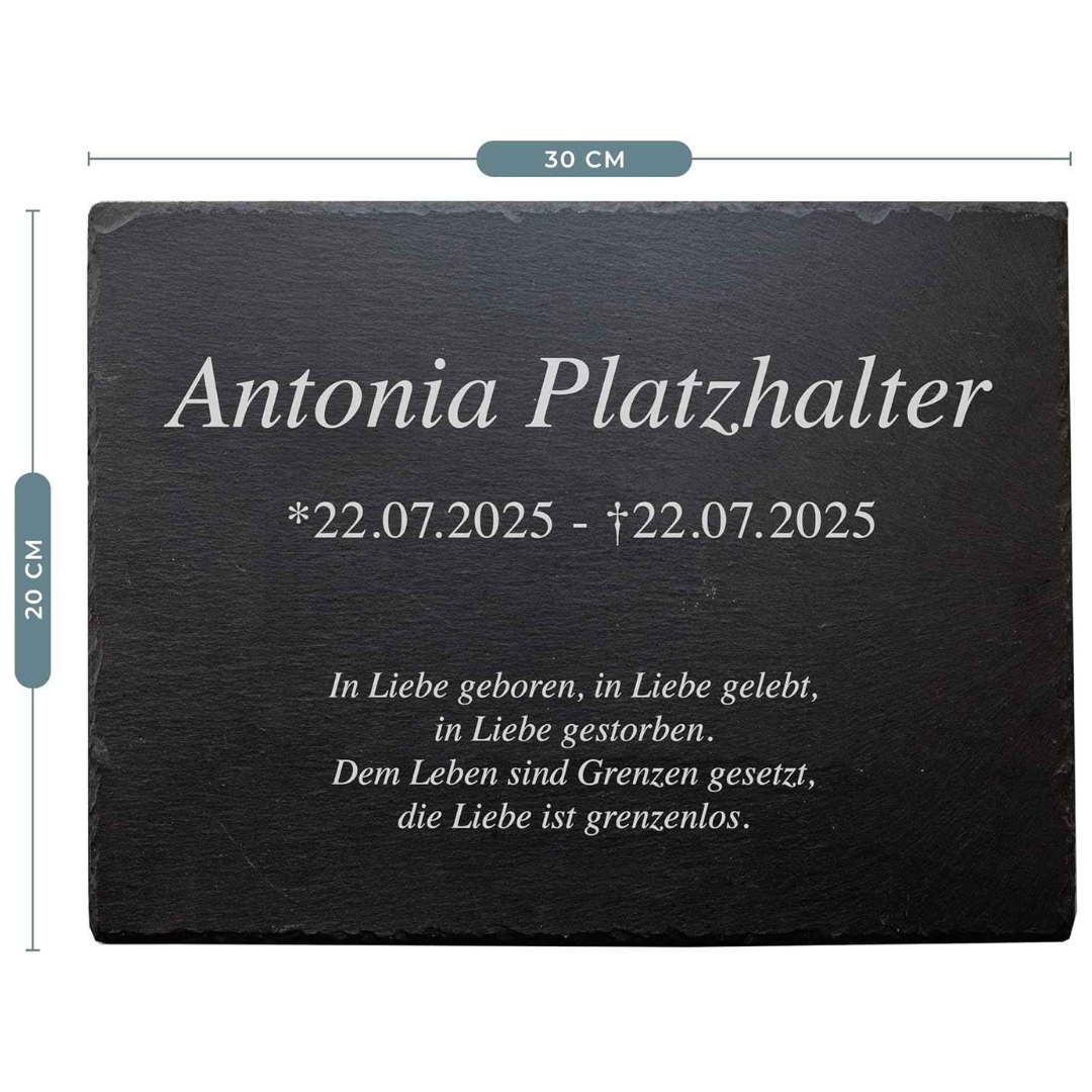 Personalisierte Gedenktafel mit Wunschtext inkl. Lasergravur