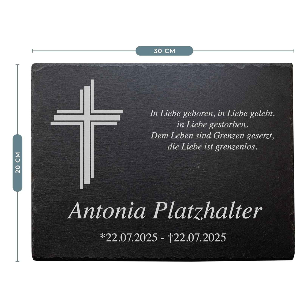 Personalisierte Gedenktafel mit Wunschmotiv (Mittig) inkl. Lasergravur