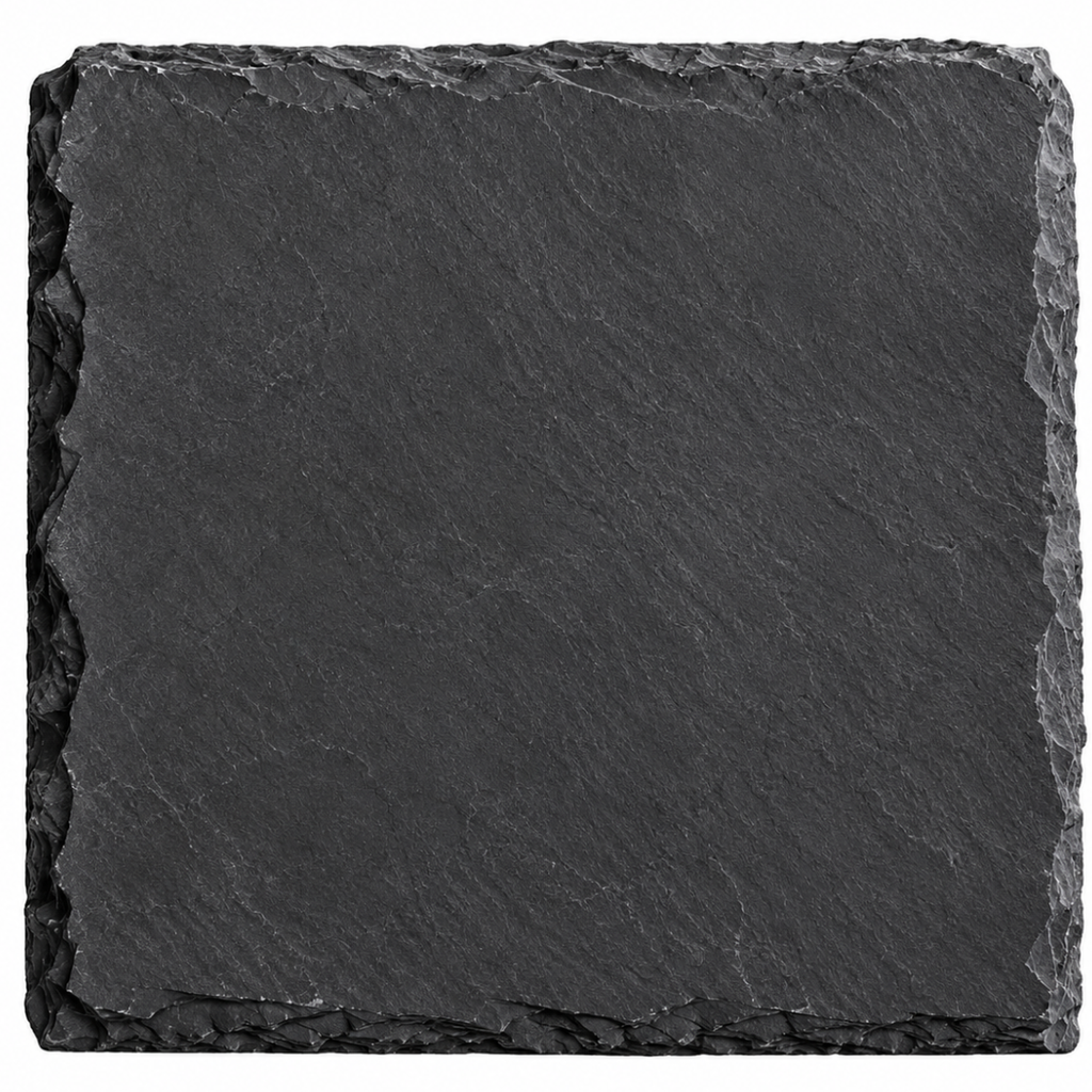 Kleine blanke Schieferplatte 10 x 10 cm mit natürlicher Bruchkante zur individuellen Grabgestaltung