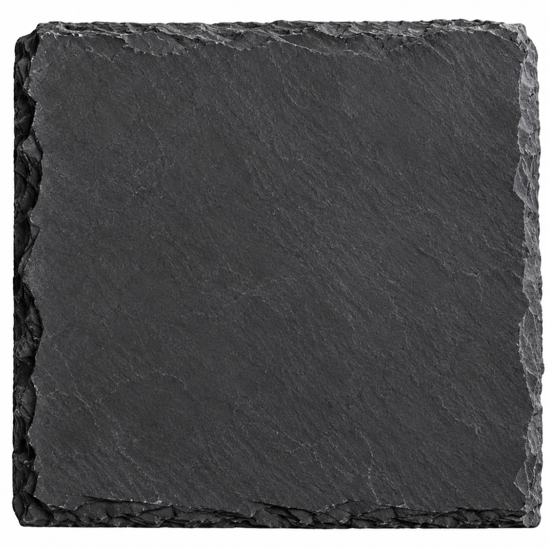 Kleine blanke Schieferplatte 10 x 10 cm mit natürlicher Bruchkante zur individuellen Grabgestaltung