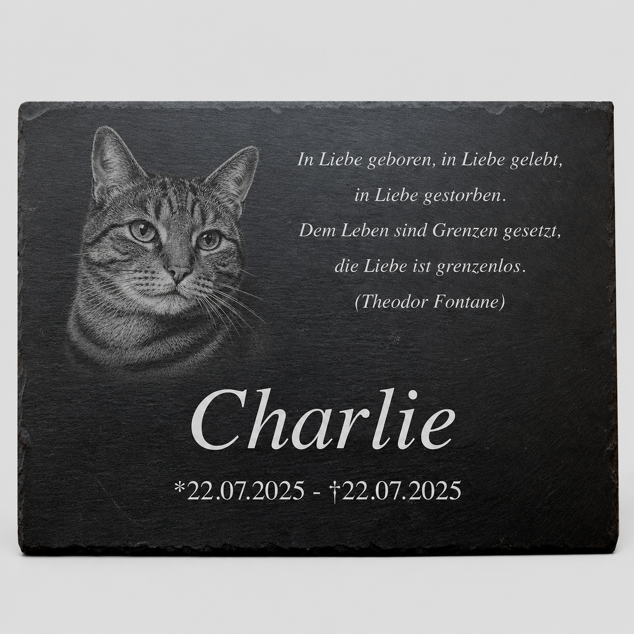 Katzen Gedenktafel personalisiert