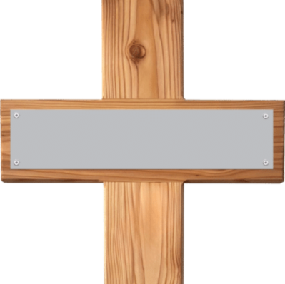Personalisiertes Grabkreuz XXL aus Lärchenholz mit kostenloser Lasergravur mit Schild - Gedenkweise
