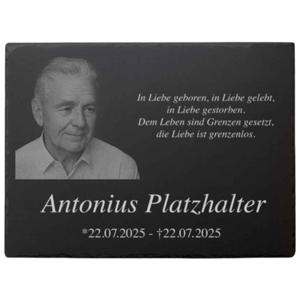 Personalisierte Gedenktafel mit Wunschfoto inkl. Lasergravur