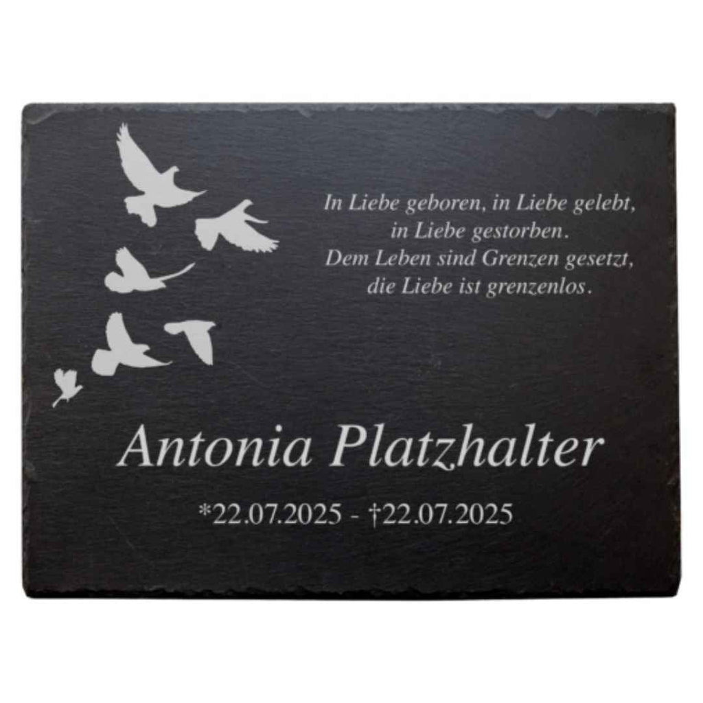 Personalisierte Tier-Gedenktafel mit Wunschmotiv (Links) inkl. Lasergravur