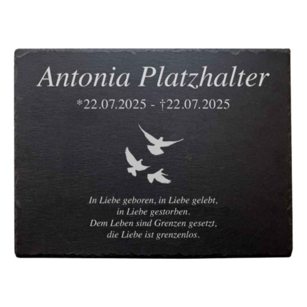 Personalisierte Tier-Gedenktafel mit Wunschmotiv (Mittig) inkl. Lasergravur