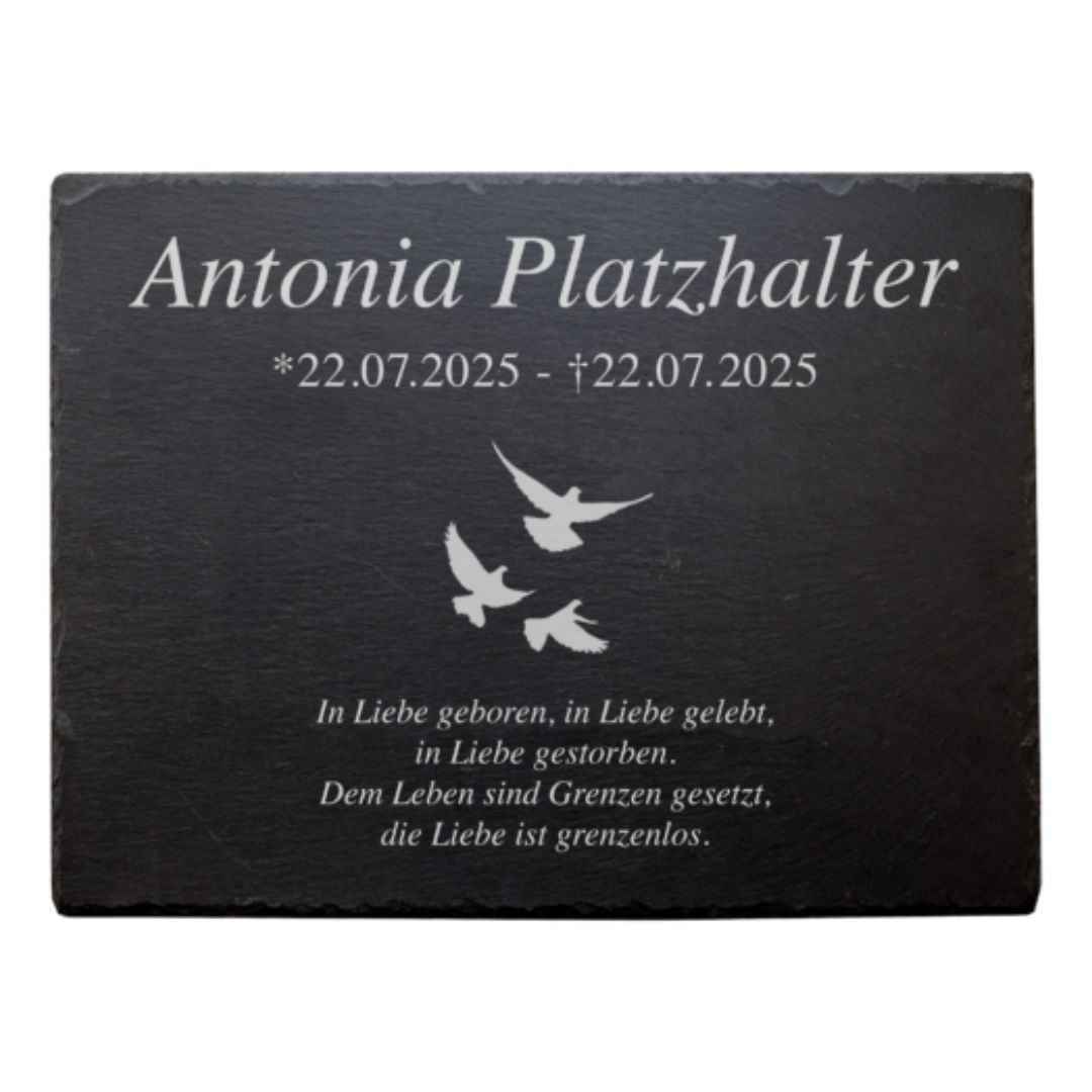 Personalisierte Tier-Gedenktafel mit Wunschmotiv (Mittig) inkl. Lasergravur