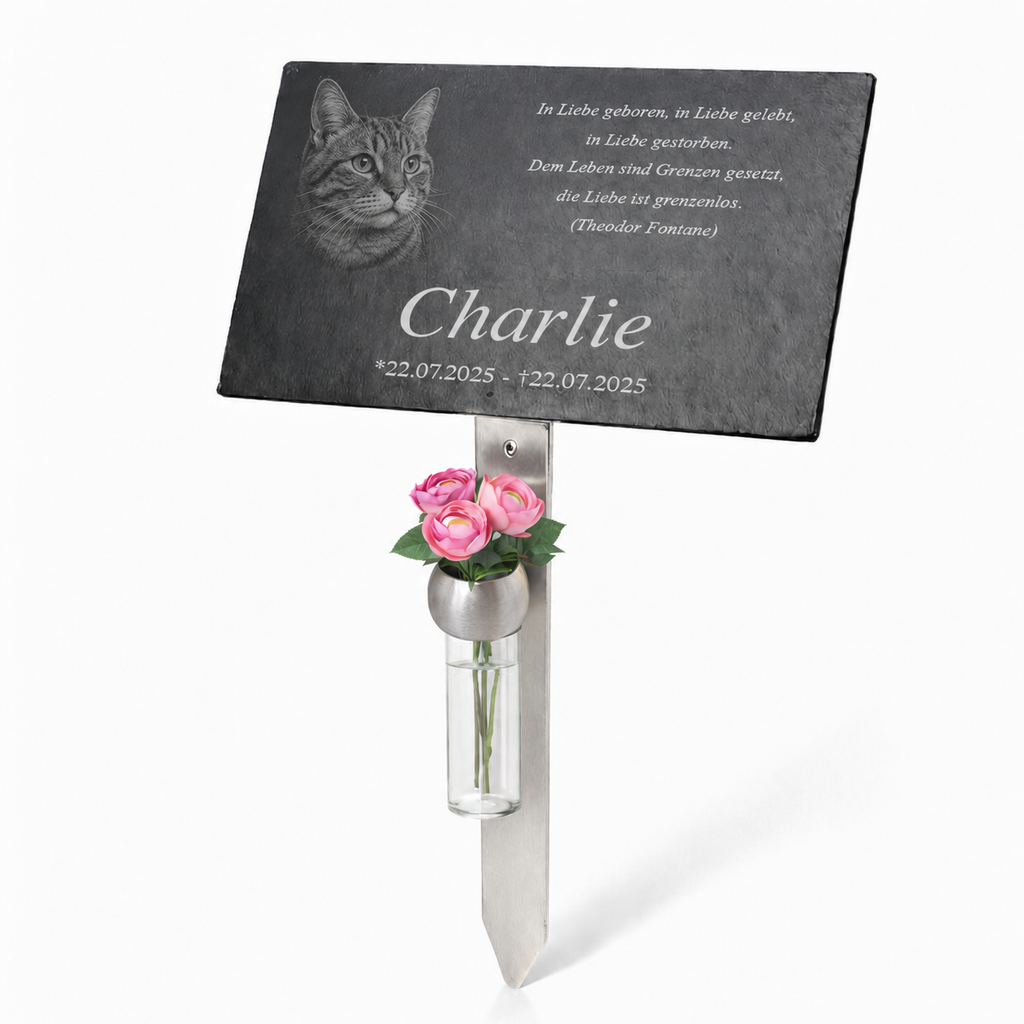 Personalisierte Katzen-Gedenktafel mit Foto